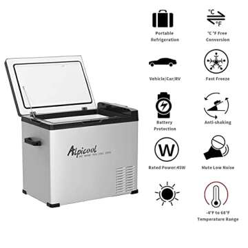 Alpicool C50 Portable Refrigerator 53 Quart(50 Liter) 12 Volt Car Freezer for Vehicle, Truck, RV, Bo...