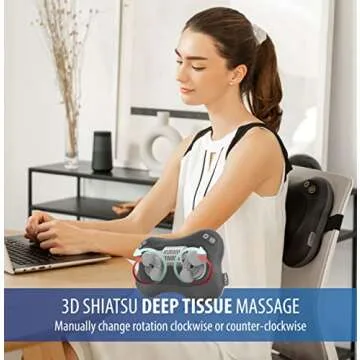 Zyllion Shiatsu Back and Neck Massager with Heat - 3D Kneading Deep Tissue Electric Massage Pillow with 2 Speeds & Rotation Control for Chair, Car, Muscle Pain Relief - Black (ZMA-34)