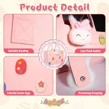 FIHCH Easter Bags with Handles Large Easter Baskets Empty Easter Egg Hunt Bags Made of Felt Easter Gift Bags for Kids 12" x7.8" x6.8,3PCS
