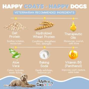 Alpha Dog Series Oatmeal Grooming Natural Dog Shampoo and Conditioner with Aloe Vera, pH balanced Shampoo for Dogs, Tear-Free, Moisturizing Dog Shampoo for Sensitive Skin - 26.4 Oz