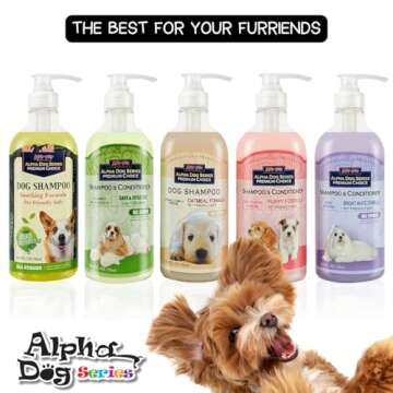Alpha Dog Series Oatmeal Grooming Natural Dog Shampoo and Conditioner with Aloe Vera, pH balanced Shampoo for Dogs, Tear-Free, Moisturizing Dog Shampoo for Sensitive Skin - 26.4 Oz