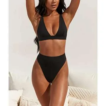 Stylish Geluboao Adjustable Black Bikini for Women