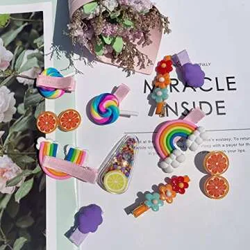 AMMY Hair Clip for Girls, 22 Pcs Candy Hair Accessories Cute Barrettes Rainbow Cupcake Hair Pins for...