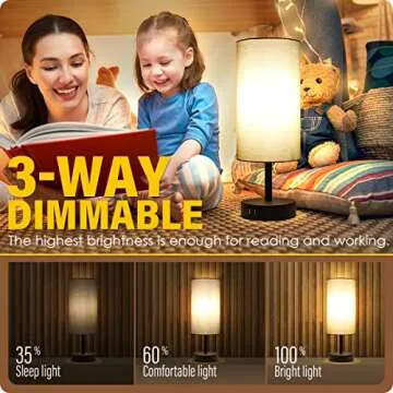 Yarra-Decor Bedside Lamp with USB Port - Touch Control Table Lamp for Bedroom 3 Way Dimmable Nightst...