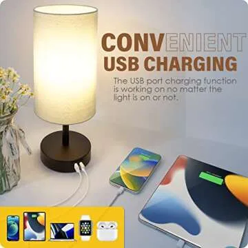 Yarra-Decor Touch Control Bedside Lamp with USB Port