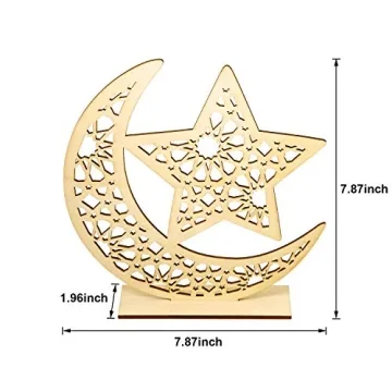 WILLBOND Eid Mubarak Wooden Ornament for Ramadan Decor