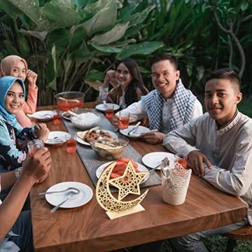 WILLBOND Eid Mubarak Wooden Ornament for Ramadan Decor