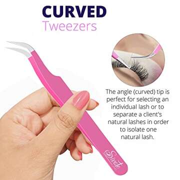 SIVOTE Lash Tweezers for Eyelash Extensions for Volume, Isolation & Classic Lashes, 3 Pack, Pink