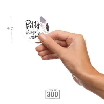 easykart labels 300 Pretty Things Inside Sticker Labels | White Background with Flowers Design | 2" Inch Round | Highly Recommended for Small Business Owners