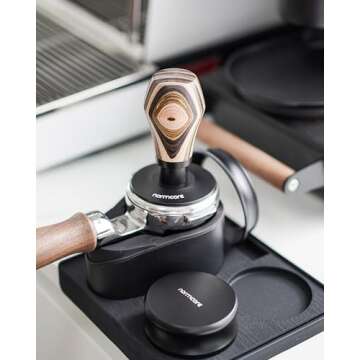 Normcore 58.5mm Espresso Coffee Tamper V4, Spring Loaded Tamper With Titanium PVD Coating Flat Base, 15lb / 25lb / 30lbs Replacement Springs, Colorful Wood Handle