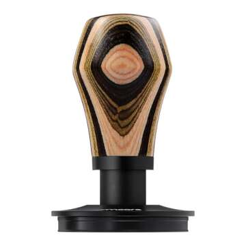 Normcore 58.5mm Espresso Coffee Tamper V4, Spring Loaded Tamper With Titanium PVD Coating Flat Base, 15lb / 25lb / 30lbs Replacement Springs, Colorful Wood Handle