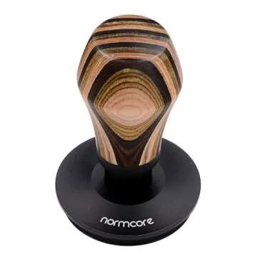 Normcore 58.5mm Espresso Coffee Tamper V4, Spring Loaded Tamper With Titanium PVD Coating Flat Base, 15lb / 25lb / 30lbs Replacement Springs, Colorful Wood Handle