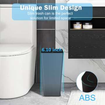 SHPMXUPW 3 Pack Slim Bathroom Trash Can with Lid