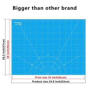 WORKLION 18'' x 24'' Large Self Healing PVC Cutting Mat - Double Sided, Gridded Rotary Cutting Board...