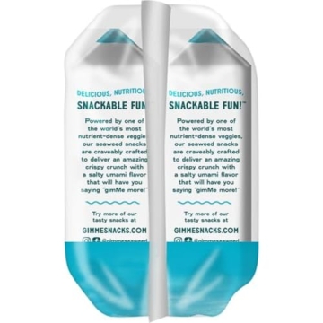 Gimme Seaweed - Sea Salt - 6 Count - Organic Roasted Seaweed Sheets - Keto, Vegan, Gluten Free - Great Source of Iodine & Omega 3’s - Healthy On-The-Go Snack for Kids & Adults