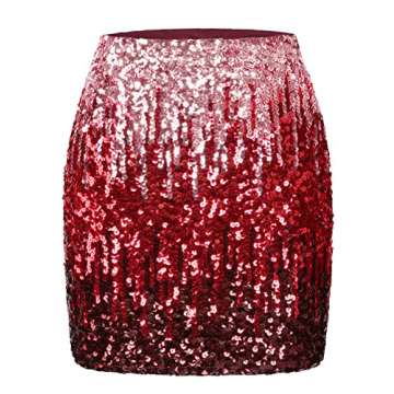 MANER Women's Sequin Skirt Sparkle Stretchy Bodycon Mini Skirts Night Out Party (XS/US 0-2, Canyon R...