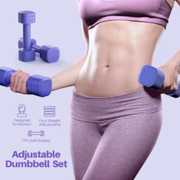 Zempox Adjustable Dumbbell Set of 2, 4 in 1 Free Weights Dumbbells Set for Women, Hand Weights for W...