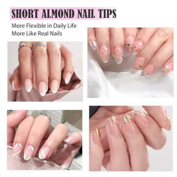 Carmu Short Almond Gel Nail Tips, 240pcs Soft Acrylic Nail Tips Half Matte Pre-shape Full Cover False Nail Tips Press on Almond Nails Tips Set for Nail Extension Nail Salon DIY Ideal Gifts 12 Sizes