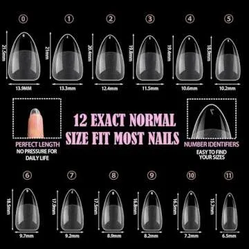 Carmu Short Almond Gel Nail Tips, 240pcs Soft Acrylic Nail Tips Half Matte Pre-shape Full Cover False Nail Tips Press on Almond Nails Tips Set for Nail Extension Nail Salon DIY Ideal Gifts 12 Sizes