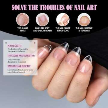 Carmu Short Almond Gel Nail Tips, 240pcs Soft Acrylic Nail Tips Half Matte Pre-shape Full Cover False Nail Tips Press on Almond Nails Tips Set for Nail Extension Nail Salon DIY Ideal Gifts 12 Sizes