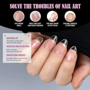 Carmu Short Almond Gel Nail Tips, 240pcs Soft Acrylic Nail Tips Half Matte Pre-shape Full Cover False Nail Tips Press on Almond Nails Tips Set for Nail Extension Nail Salon DIY Ideal Gifts 12 Sizes