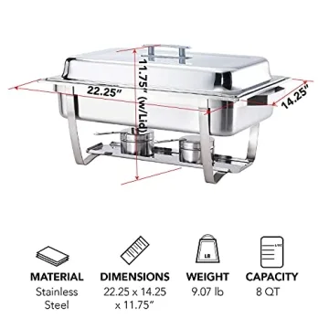 ALPHA LIVING 8QT Stainless Steel Chafing Dish Set