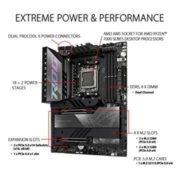 ASUS ROG Crosshair X670E Hero AMD X670 AM5 Ryzen™ Desktop 9000 8000 & 7000 ATX Motherboard, 18 + 2...