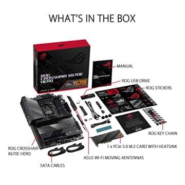 ASUS ROG Crosshair X670E Hero AMD X670 AM5 Ryzen™ Desktop 9000 8000 & 7000 ATX Motherboard, 18 + 2 Power Stages, PCIe® 5.0, DDR5, 5X M.2 Slots, USB 3.2 Gen 2x2 with Quick Charge 4+, USB4®, Wi-Fi 6E