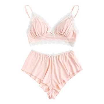 SweatyRocks Lace Trim Women's Bralette and Panty Set