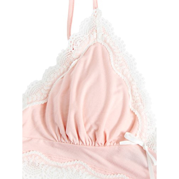 SweatyRocks Lace Trim Women's Bralette and Panty Set