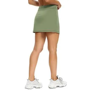 LouKeith Tennis Skirts for Women High Waisted Athletic Active Golf Skorts Mini Workout Running Skirts with Shorts Pockets Green M