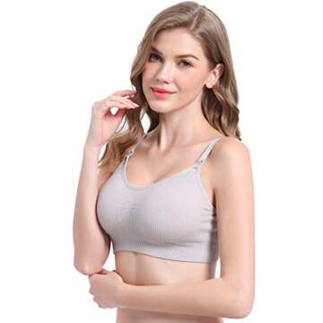 Suekaphin 5PACK Nursing Bra Wireless Bra Women's Sleeping Maternity Bra Breastfeeding Bra,X-Large,Sort Rib-A