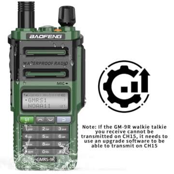 Baofeng GMRS Radio GMRS-9R Rechargeable Handheld Radio Waterproof IP67 Two Way Radio (Upgrade of UV-5R) Walkie Talkie with NOAA Scanning&Receiving, GMRS Repeater Capable
