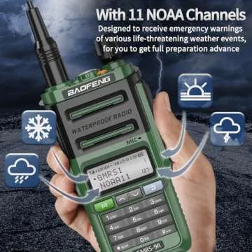 Baofeng GMRS Radio GMRS-9R Rechargeable Handheld Radio Waterproof IP67 Two Way Radio (Upgrade of UV-5R) Walkie Talkie with NOAA Scanning&Receiving, GMRS Repeater Capable