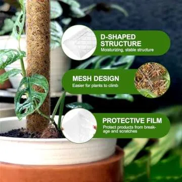 GROWNEER 4 Packs 24 Inch Plastic Moss Pole for Plants Monstera, Stackable Plant Support for Indoor Climbing Plants, Clear Plant Poles with 10FT Garden Ties Work with Sphagnum Moss