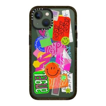 CASETiFY Impact iPhone 13 Case [6.6ft Drop Protection] - Aries Moross- Sticker - Clear Black