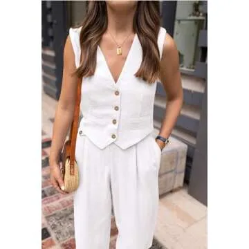 PRETTYGARDEN Women's Summer Two Piece Cotton Outfit Set