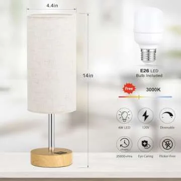 Touch Bedside Table Lamp with USB Charging Station
