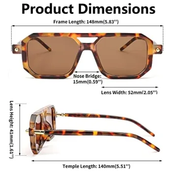 FEISEDY Vintage Square 70s Aviator Sunglasses for Everyone