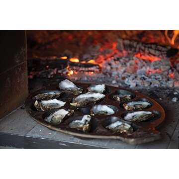 Outset 76225 Cast Iron Oyster Grill Pan, 12 Cavities, Black