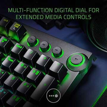 Razer BlackWidow Elite Mechanical Gaming Keyboard: Green Mechanical Switches - Tactile & Clicky - Chroma RGB Lighting - Magnetic Wrist Rest - Dedicated Media Keys & Dial - USB Passthrough