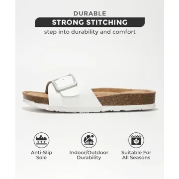 Project Cloud 100% Genuine Leather Sandals Women Dressy Summer Beach Essentials - Flip Flops & Slides for Women w/Memory Foam Insole Womens Sandals Comfortable - Women Footwear (Ibiza, Off-Whi, 10)