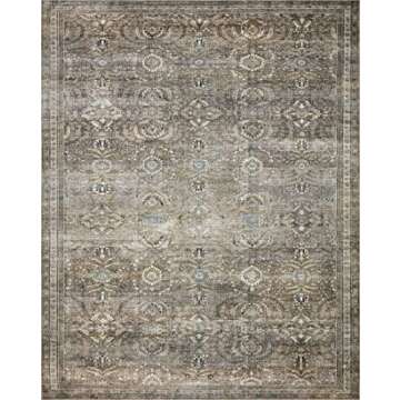 Loloi Layla Collection, LAY-13 Antique/Moss 2'-3" x 3'-9" .13" Thick, Accent Rug, Soft, Durable, Vintage Inspired, Distressed, Low Pile, Non-Shedding, Easy Clean, Printed, Living Room Rug