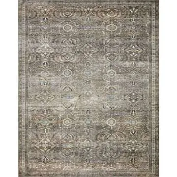 Loloi Layla Collection, LAY-13 Antique/Moss 2'-3" x 3'-9" .13" Thick, Accent Rug, Soft, Durable, Vintage Inspired, Distressed, Low Pile, Non-Shedding, Easy Clean, Printed, Living Room Rug