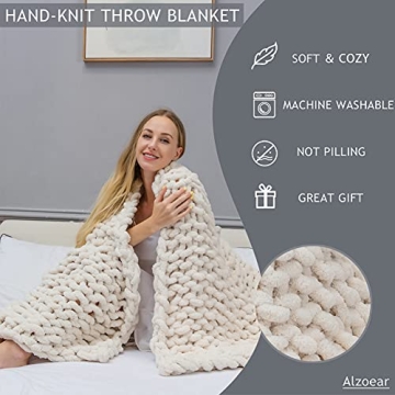 Alzoear Chunky Knit Throw Blanket - Cozy & Stylish
