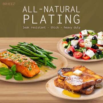 brheez Palm Leaf Party Plates 25 Ct 6 Inch Eco Friendly Compostable & Biodegradable – Elegant Bamboo Look Disposable Party Plates Heavy Duty Environmentally Friendlier than Paper Plates