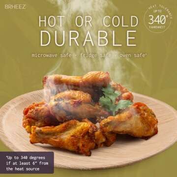 brheez Palm Leaf Party Plates 25 Ct 6 Inch Eco Friendly Compostable & Biodegradable – Elegant Bamboo Look Disposable Party Plates Heavy Duty Environmentally Friendlier than Paper Plates