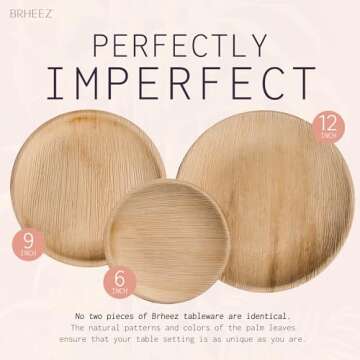 brheez Palm Leaf Party Plates 25 Ct 6 Inch Eco Friendly Compostable & Biodegradable – Elegant Bamboo Look Disposable Party Plates Heavy Duty Environmentally Friendlier than Paper Plates