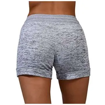 90 Degree By Reflex Soft and Comfy Activewear Lounge Shorts with Pockets and Drawstring for Women - Heather Grey - Small