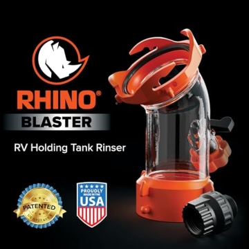 Camco Rhino Blaster RV Tank Rinser with Backflow Preventer RV Accessories for Toilet and Waste Tank Cleaning - Essential Camper Supplies for Odor Control and Sensor Maintenance - (39080)